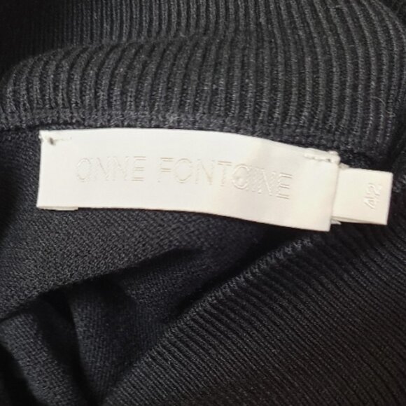 ANNE FONTAINE SIDALINE SWEATER BLACK LONG SLEEVE TURTLENECK PLEATED RUFFLES 42 - Picture 7 of 8